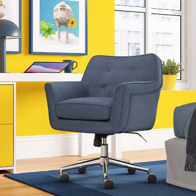 Sanctuary Blue Memory Foam Swivel Home Office Chair with Arms