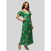 24seven Comfort Apparel Womens Green Floral Cold Sholder Ruffle Sleeve A Line Maxi Dress - 2 of 4