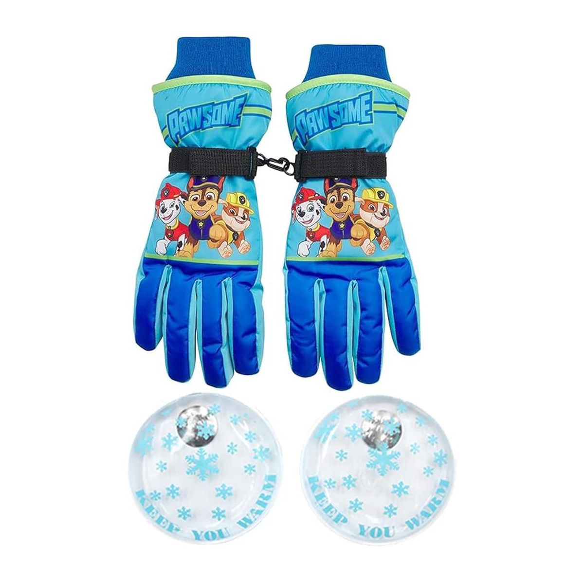 Nickelodeon Boys Paw Patrol Ski Gloves - Marshall, Chase, Rubble Ski Gloves Age 2-7, Blue Paw Patrol Glove with Handwarmers