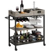 3-Tier Mobile Bar Cart with Wine Rack & Trays - Rolling Kitchen Serving Cart for Dining Room - 3 of 4