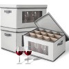 Wine Glass Storage Box 3 Pack, Stemware Container Cases with Dividers, 12-Compartment Stemware Organizers with Lid,for 36 Crystal Glasses Drinkware - 2 of 4