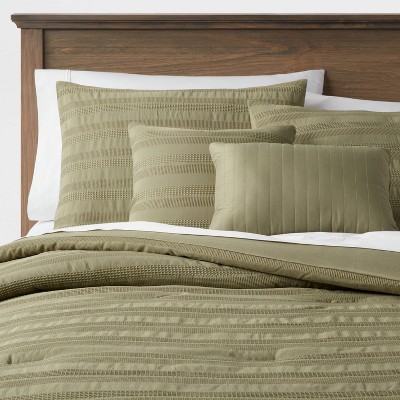 5pc Full/Queen Westmont Waffle Stripe Comforter Bedding Set Green - Threshold™