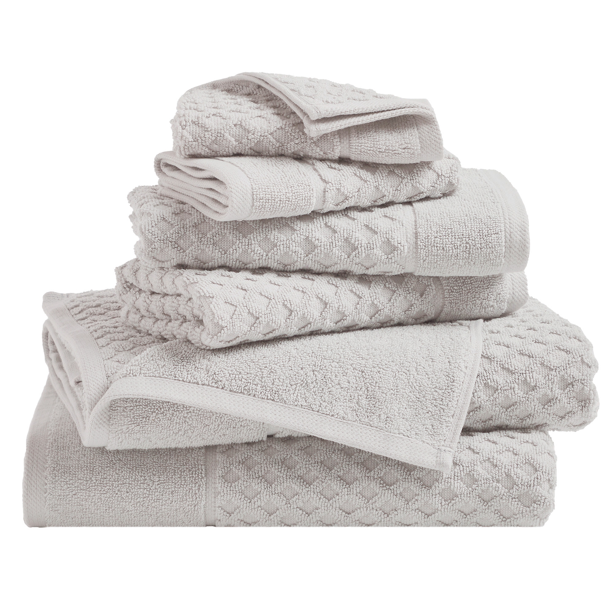 Cotton Quick-Dry Waffle Textured Towels - Great Bay Home (6 Piece Set, Light Grey)