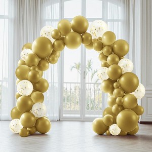 Joyfy 150Pcs Large Metallic Gold Balloon Arch Kit,18, 12, 10, 5-Inch Latex Balloons for Birthdays, Graduations, Weddings, Easter Holiday Decorations - 1 of 4