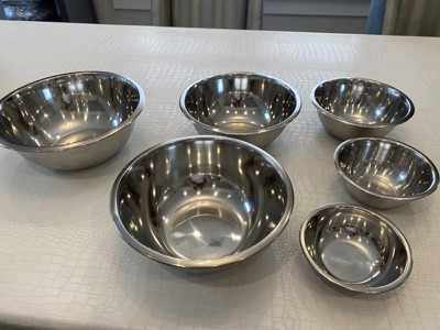 mixing bowl Set of 6 - stainless steel - Polished Mirror kitchen bowls -  Set Includes ¾, 2, 3.5, 5, 6, 8 Quart - Ideal For Cooking & Serving - Easy  to