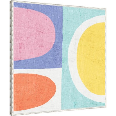 Pastel II Abstract Canvas Art with White Floater Frame