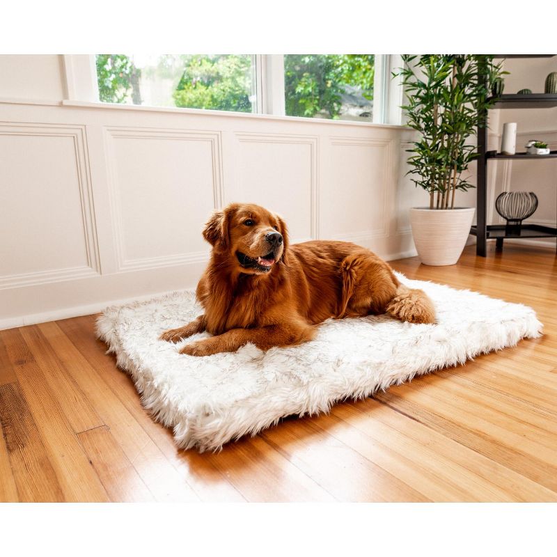 PAW BRANDS PupRug Faux Fur Orthopedic Dog Bed Cover - Rectangle White (Bed Not Included), 1 of 3