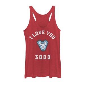Women's Marvel I Love You 3000 Iron Man Reactor Racerback Tank Top - 1 of 3