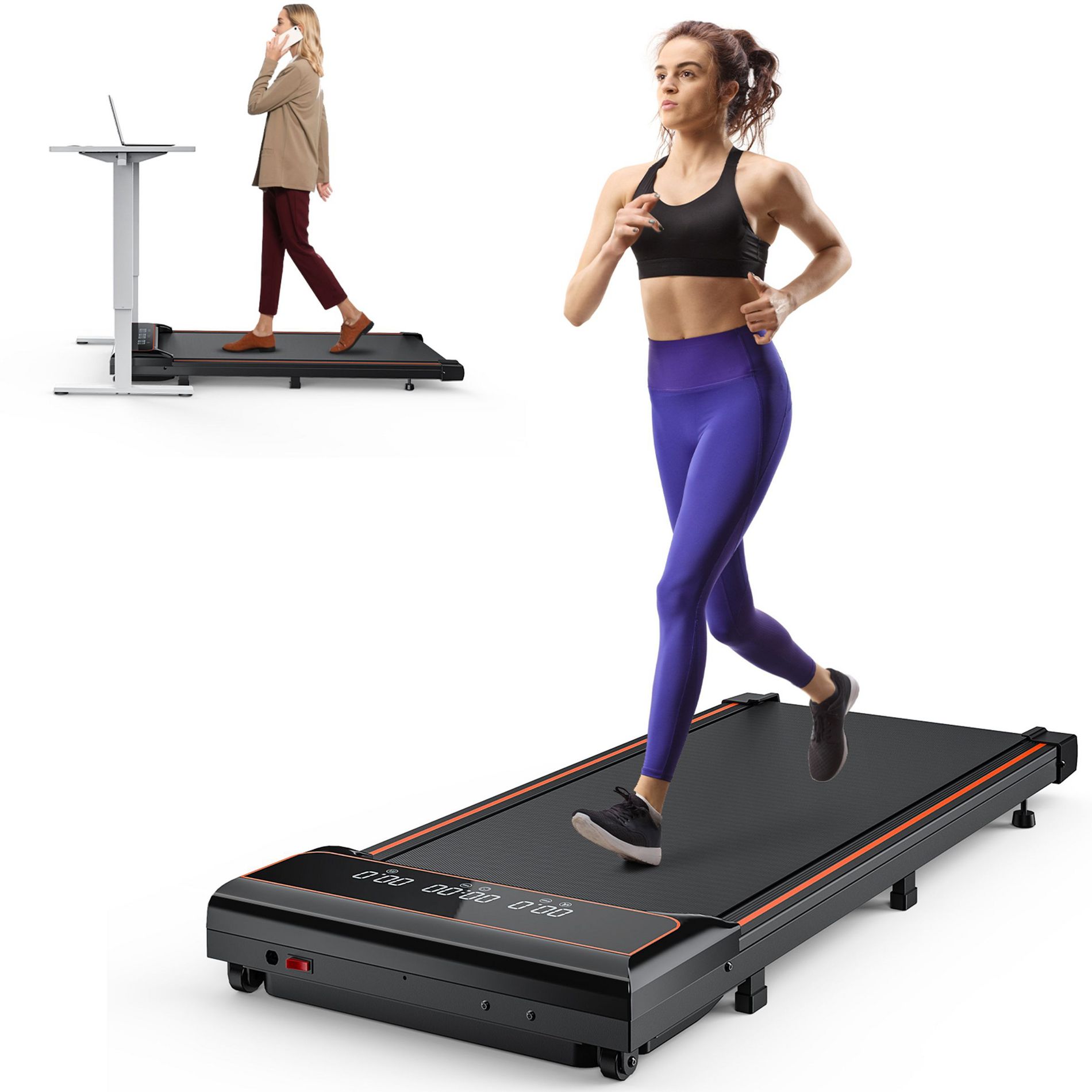 JIONJOY Compact Armless Treadmill: Quiet Under-Desk Walker for Small Spaces, Slim & Portable - Ideal for Home Office & Apartment Fitness