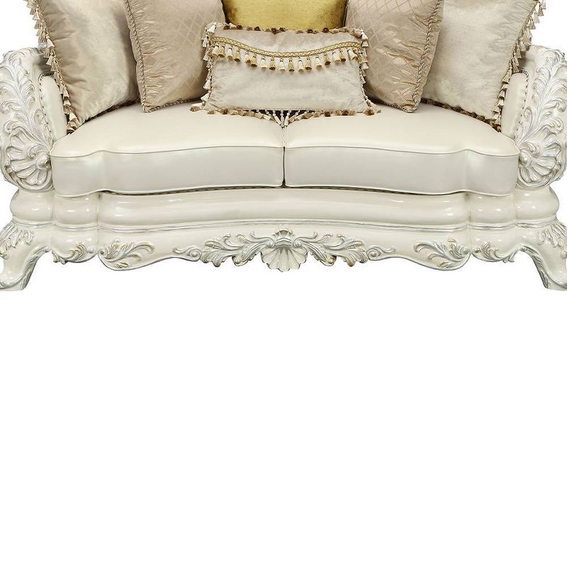 70&#34; Adara Sofa White Synthetic Leather and Antique White Finish - Acme Furniture, 5 of 11