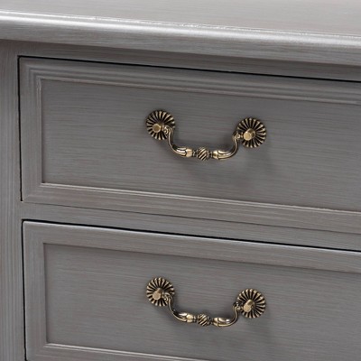 Gray Fir and Engineered Wood 3-Drawer Nightstand with Cabriole Legs