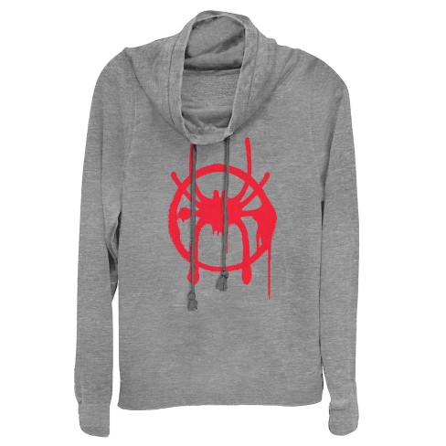 Juniors Womens Marvel Spider-Man: Into the Spider-Verse Symbol Cowl Neck Sweatshirt - image 1 of 3