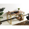 Vynxaria Morello Gold Metal Frame 47" White Wooden Top Desk 2 Shelves for Home Office Writing Computer Work - 3 of 4