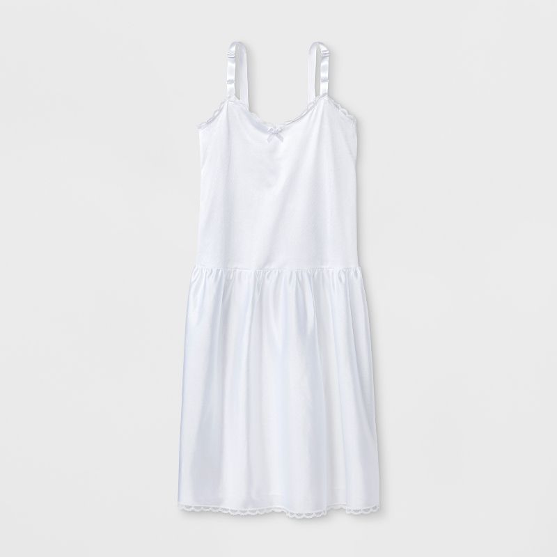 I.C. Collections Girls' Adjustable Nylon Slip - White, 1 of 3