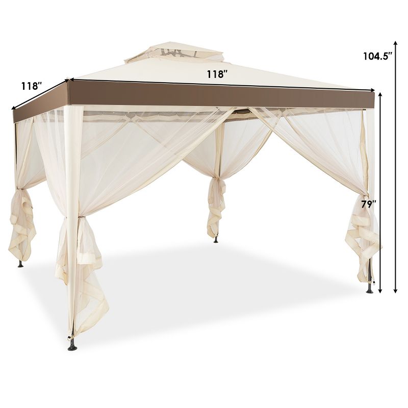Tangkula 10' x 10' 2-tier Outdoor Netting Canopy  Sun Shade Gazebo Tent for Picnic Party, 5 of 7