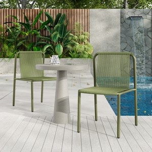 Christopher Knight Home Balfour Outdoor Modern Stackable Rattan and Iron Dining Chair (Set of 2) - 1 of 4