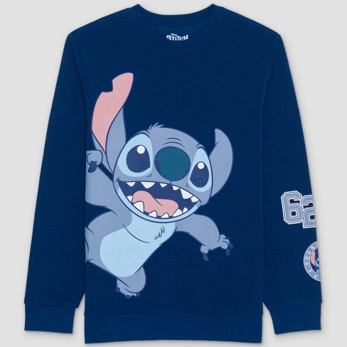 Men's Lilo & Stitch Long Sleeve Graphic T-Shirt - Navy Blue S