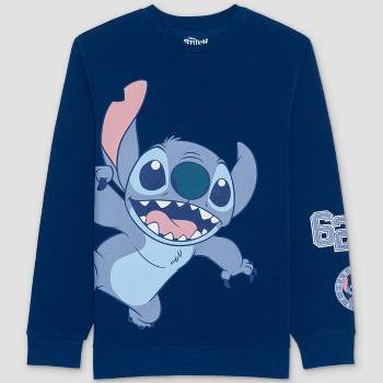 Men's Lilo & Stitch Long Sleeve Graphic T-Shirt - Navy Blue
