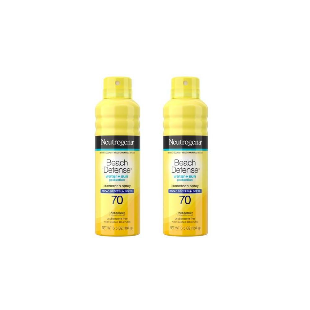 Neutrogena 2 Pack/6.5oz Each Beach Defense Sunscreen Spray, SPF 70