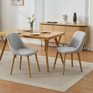 Dining Chairs Set of 2,Modern Fabric Upholstered Kitchen Chairs with Solid Oak Legs,Upholstered Kitchen Seat with Ergonomic Back Support - 1 of 4