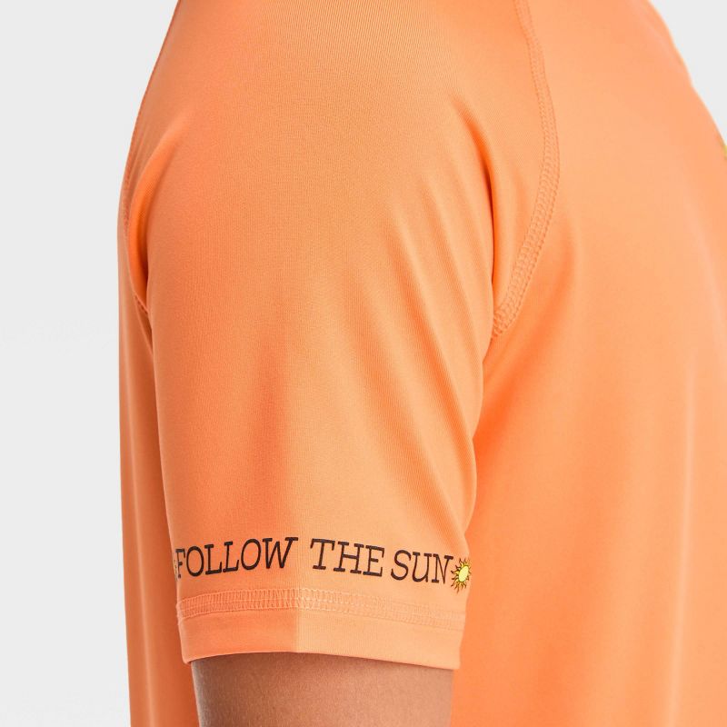 Boys&#39; Short Sleeve Sun Printed Rash Guard Top - art class&#8482; Orange, 3 of 5