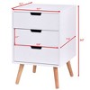 Costway Set of 2 White Side End Table Nightstand Mid-Century Accent Wood Furniture - 4 of 4