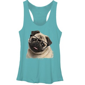Women's Lost Gods Pug Nerd Racerback Tank Top - 1 of 3