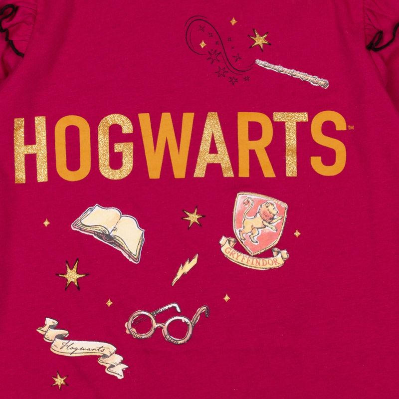 Harry Potter Hogwarts Hedwig Owl 2 Pack Ruffle T-Shirts Maroon / Blue , 4 of 8