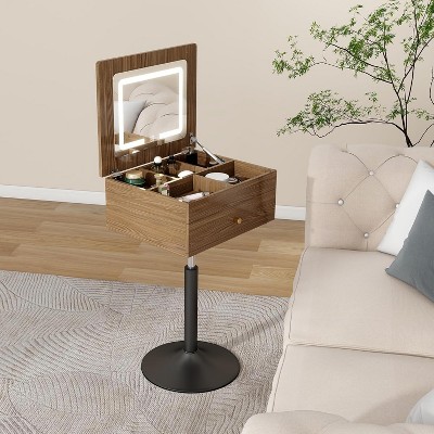 ELECWISH Vanity Tables, Rotating 3 in 1 Flip Top Adjustable Small Makeup Vanity Desk with Mirror and Lights for Bedroom