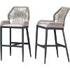 PURPLE LEAF 2 Pieces Bar Stools Patio Modern Rattan Barstools Aluminum Woven Tall Bar Chairs with Cushions for Outdoor Kitchen Island Garden - 2 of 4