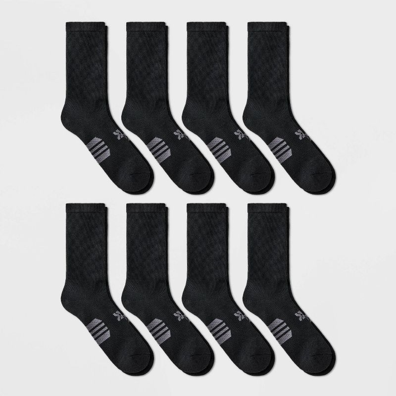 Men&#39;s Striped Surge Mesh Crew Socks 8pk - All In Motion&#8482; Black 6-12, 1 of 4