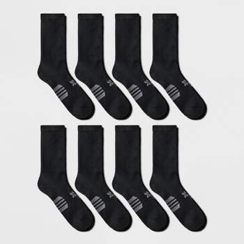 Men's Striped Surge Mesh Crew Socks 8pk - All In Motion™ Black 6-12