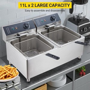 Deep Fryer, Commercial Dual 11L Electric Fryer 3400W - Twin Baskets with Stainless Steel for Restaurant, Food Truck - 1 of 4