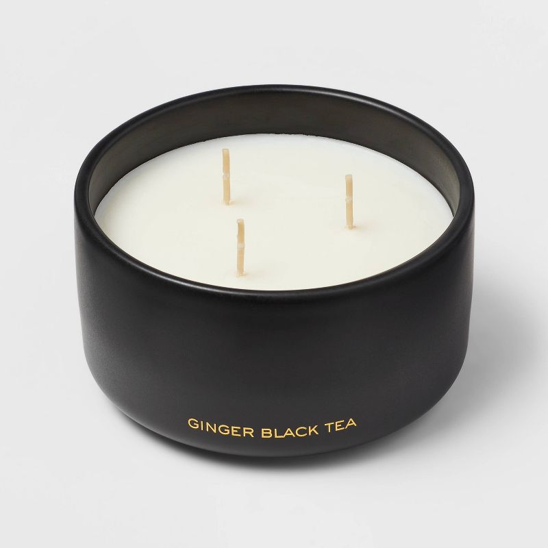 15oz Ceramic Jar 3-Wick Black Label Ginger Black Tea Candle - Threshold&#8482;, 4 of 8