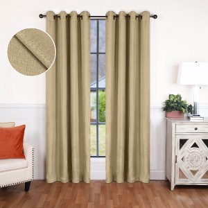 Classic Linen Design Room Darkening Semi-Blackout Curtains, Set of 2 by Blue Nile Mills - 1 of 4