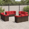 vidaXL 12 Piece Patio Sofa Set with Cushions Brown Poly Rattan - 2 of 4