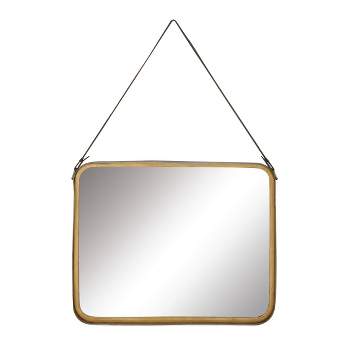 Metal Wall Mirror with Hanging Strap Gold - Olivia & May