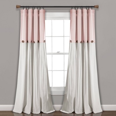 1pc Light Filtering Farmhouse Linen Button Window Curtain Panel - Lush Décor