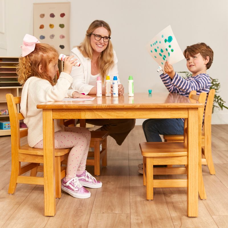 ECR4Kids 24in x 48in Rectangular Hardwood Table with 20in Legs and Four 10in Chair, Kids Furniture, 5 of 13