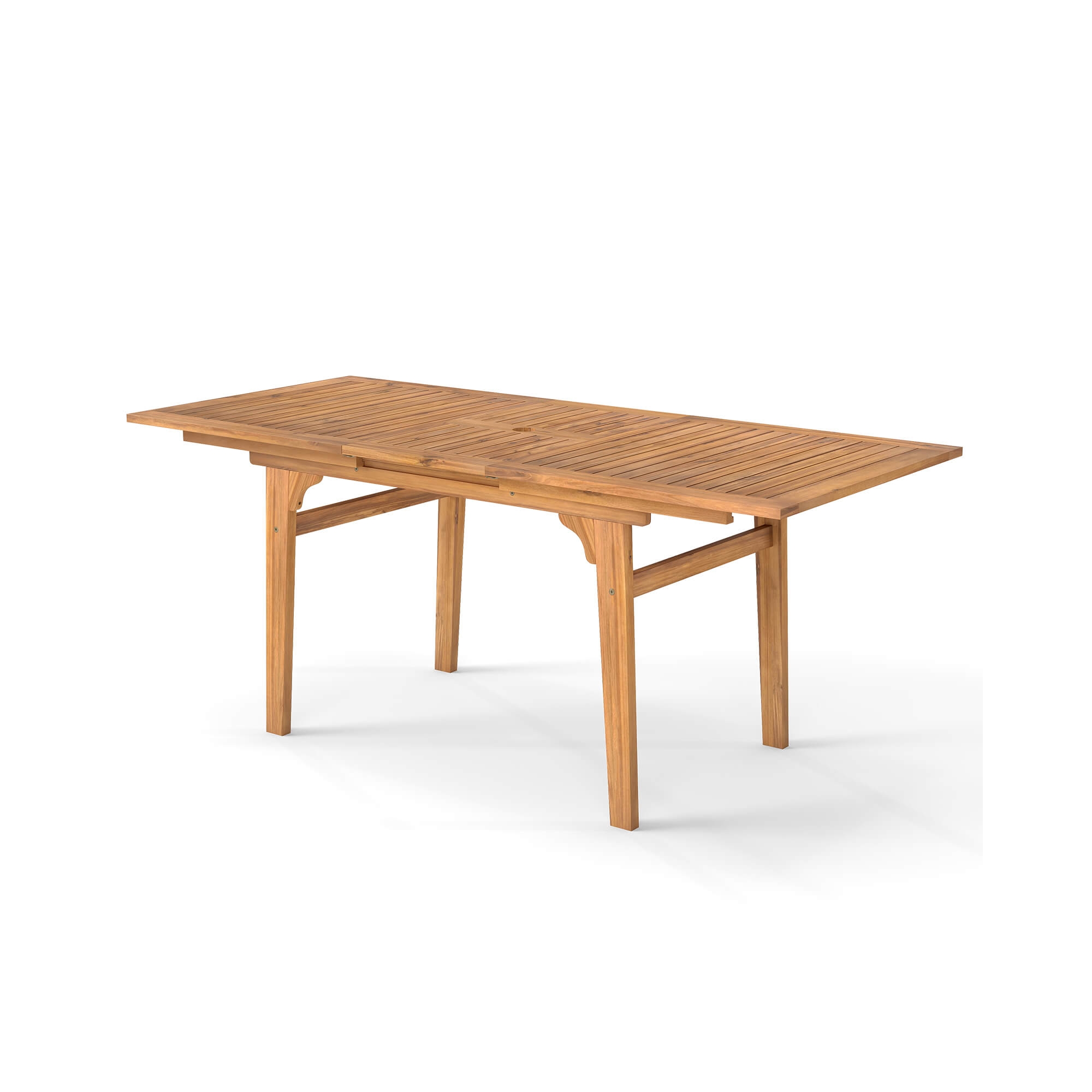 Costway Expandable Outdoor Dining Table 55"-71" Acacia Wood Patio Table for 6-8 Person