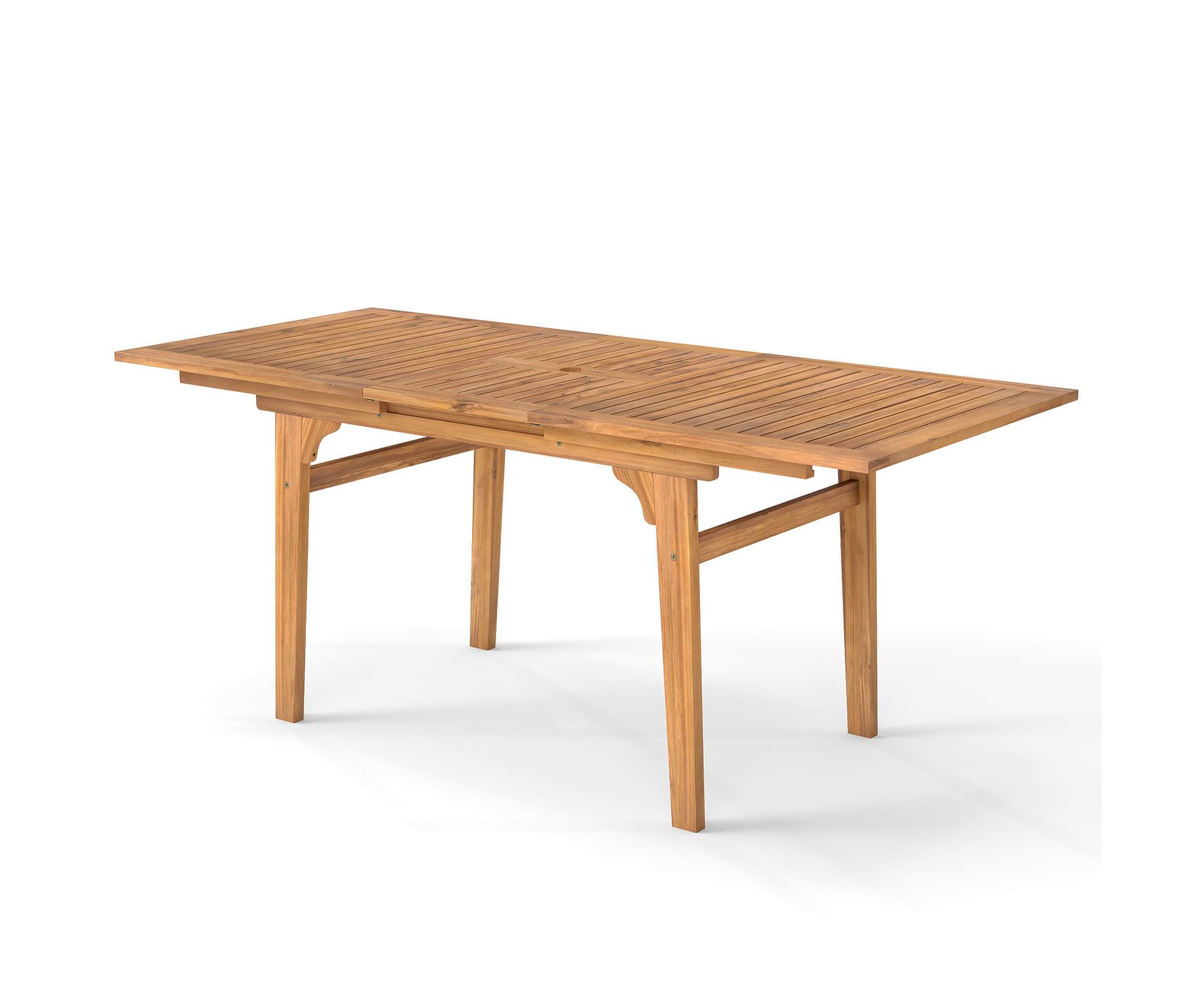 Costway Expandable Outdoor Dining Table 55"-71" Acacia Wood Patio Table for 6-8 Person