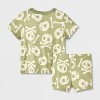 Baby 2pc Halloween Skull & Bones T-Shirt & Bloomer Set - Cat & Jack™ Green - 2 of 4