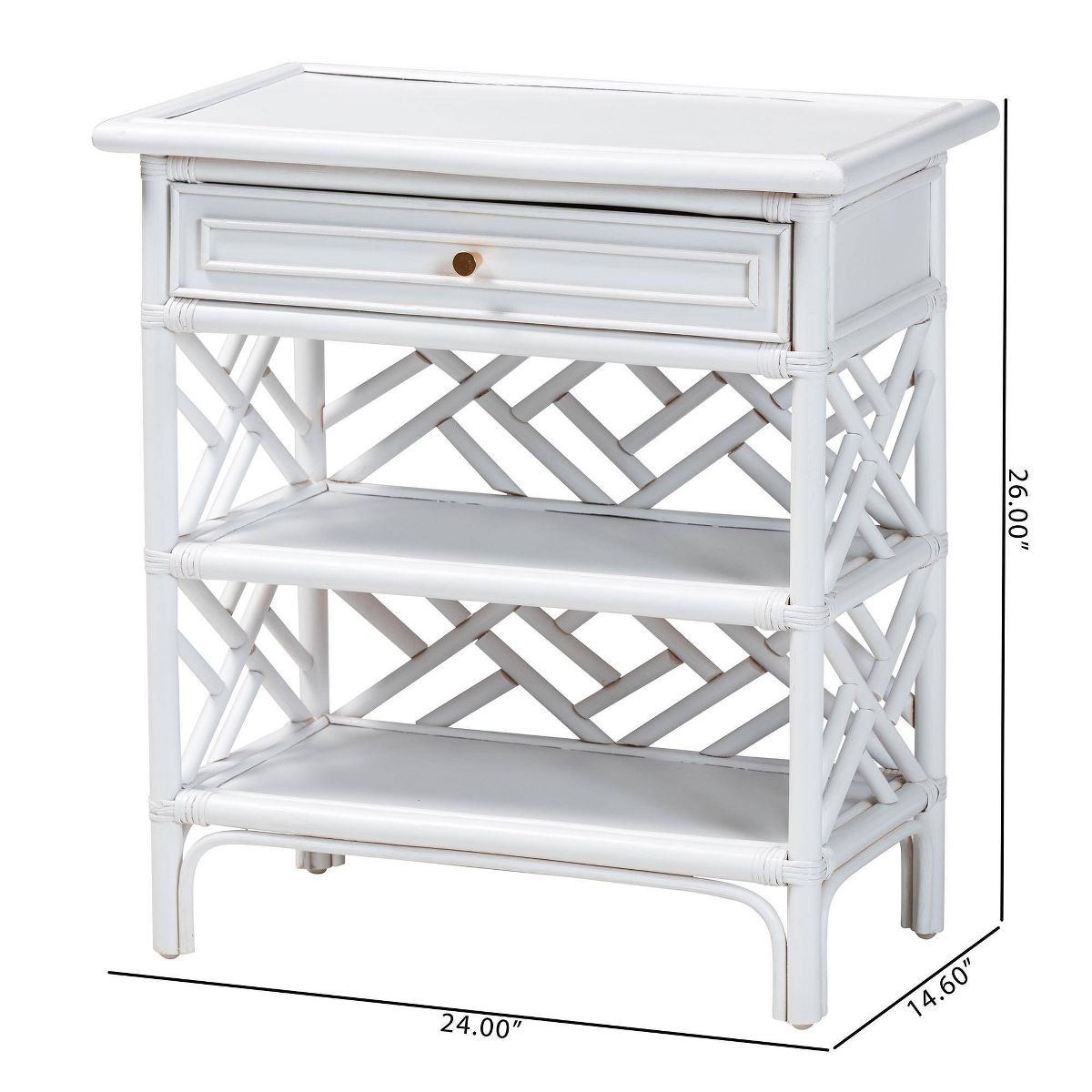 bali & pari Tiaret Natural Rattan Nightstand with Drawer and Shelves White - thumbnail 9