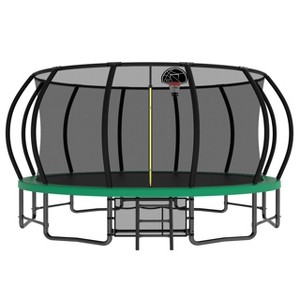 Aukfa 16FT Pumpkin Trampoline with Enclosure Net & Basketball Hoop,Outdoor Trampoline Set with Safety Net, Ladder, Balance Bar - 1 of 4