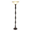 Traditional Polystone Torchiere Brown - Olivia & May: Indoor Metal Floor Lamp with Glass Shade - 2 of 4