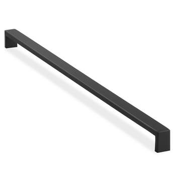 Cauldham Solid Stainless Steel Cabinet Hardware Square Pull Matte Black (20-1/8" Hole Centers) - 2 Pack