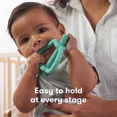 Teal Silicone Baby Teether with Bar Handle