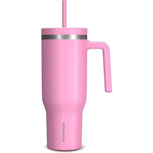 40 oz Tumbler with Handle and Straw, Pink Leak Proof