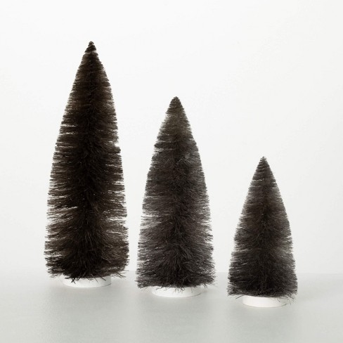 9"H, 12"H & 15"H Sullivans Christmas Gray Bottlebrush Trees Set of 3, Indoor Christmas Decor - image 1 of 4