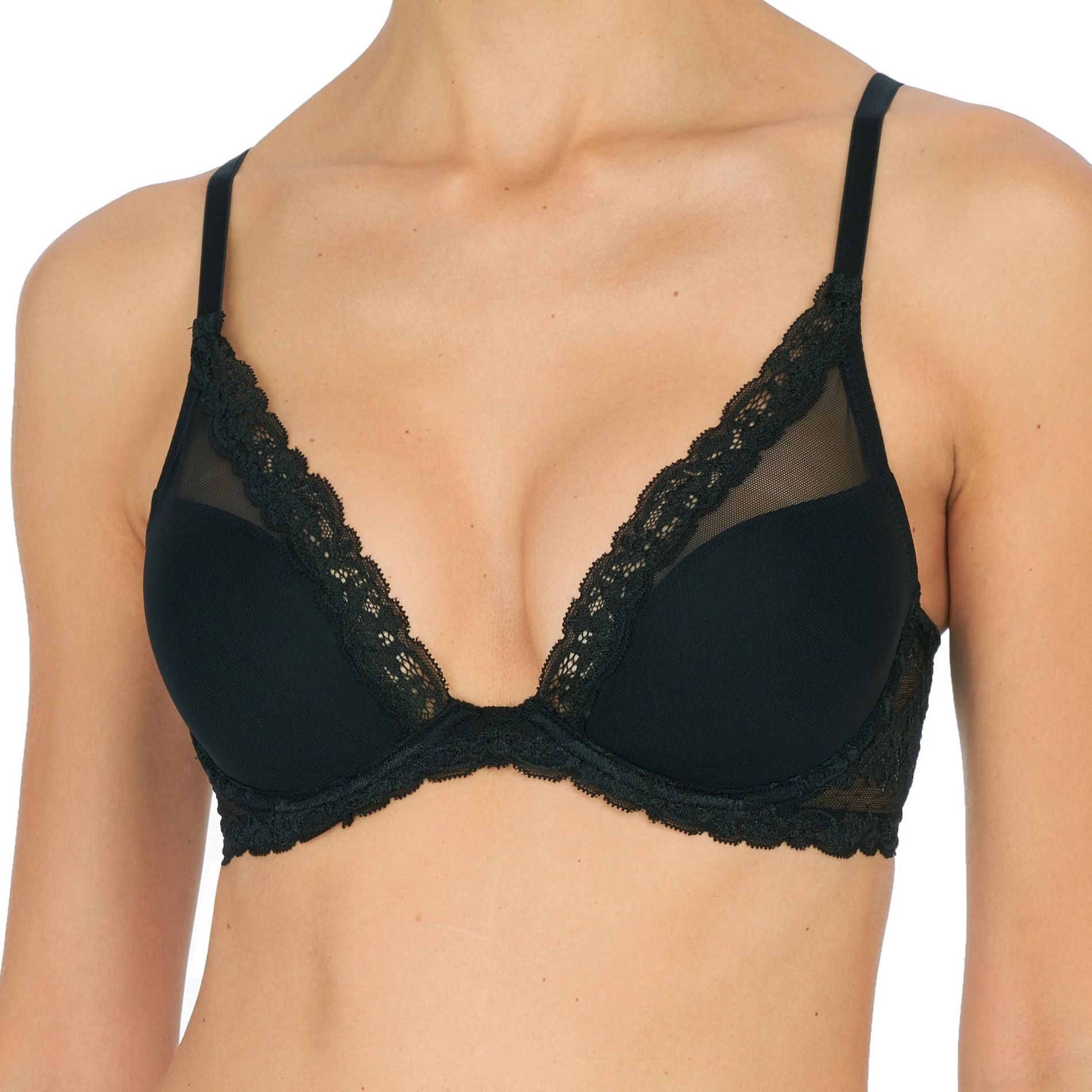 Natori Women's Feathers Luxe Plunge T-Shirt Bra 721255, Black, 32D